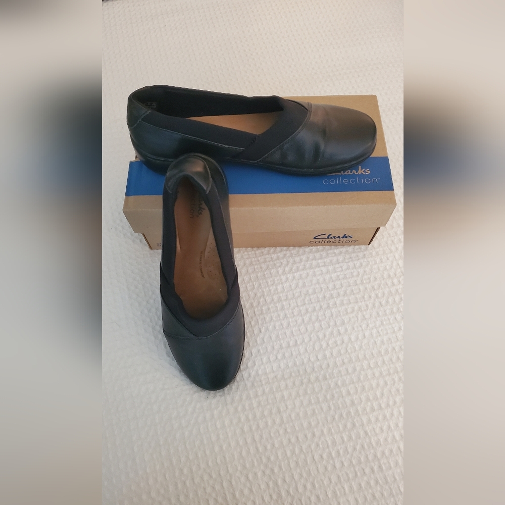 Clarks Cora Charm Women's Black Leather Shoes Size 9